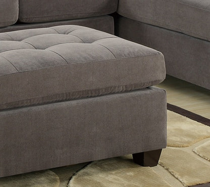 Waffle Suede Fabric Ottoman - Charcoal