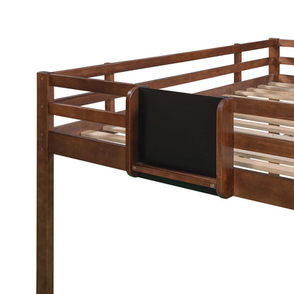 Wonderful Walnut Loft Bed with Slide and Chalkboard