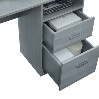 TechMax L-Shape Storage Desk, Slate Grey