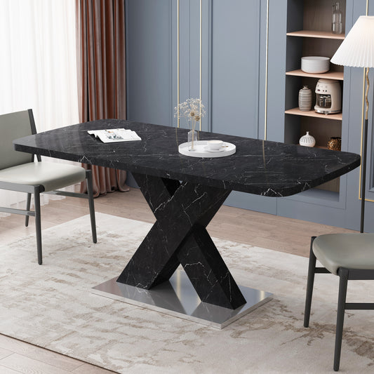 Black Marble X Dining Table