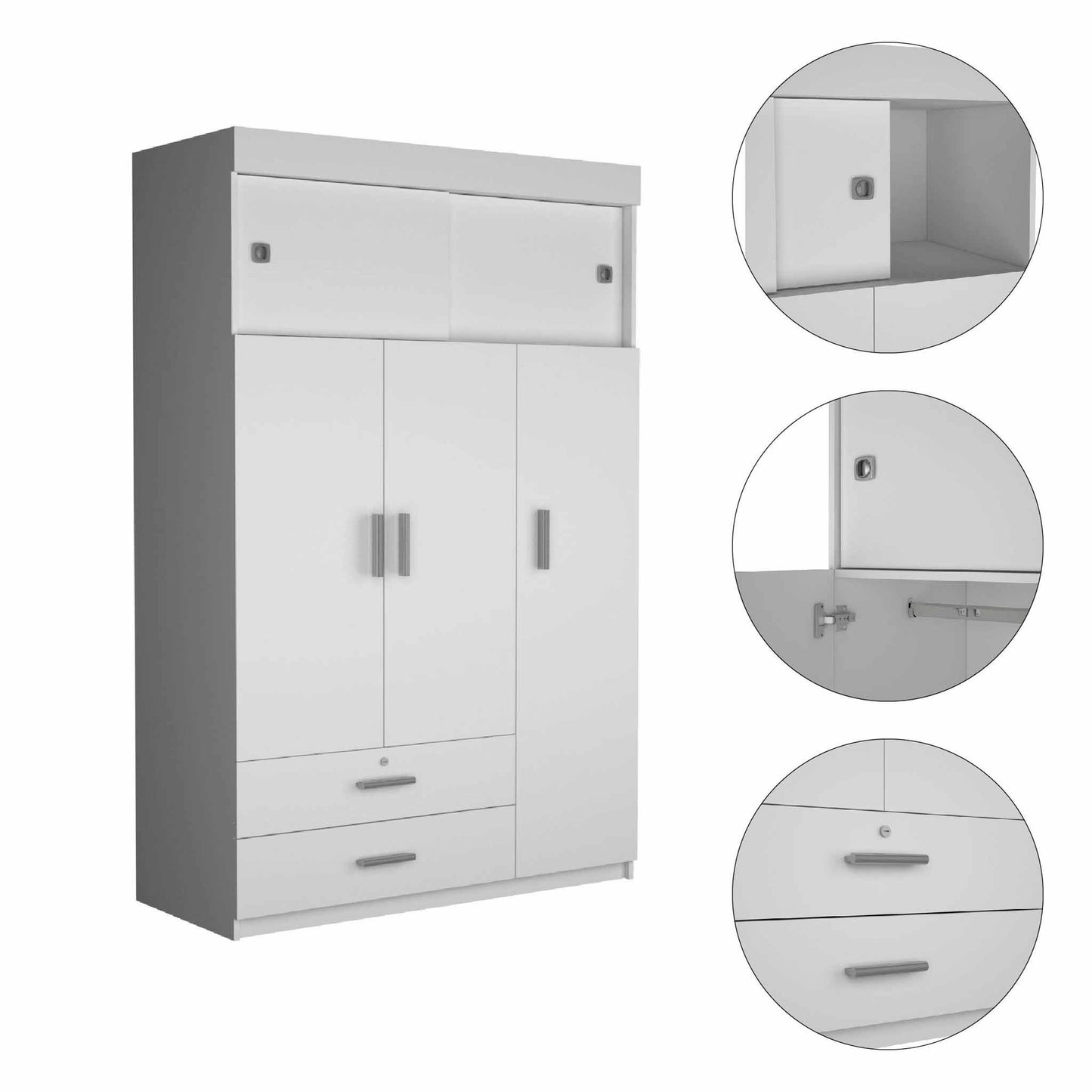 Kingswood  2-Drawer Rectangle Armoire  - White