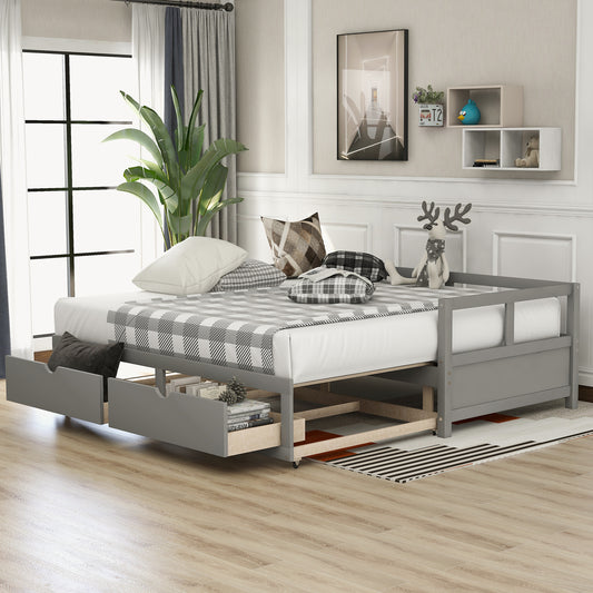 Urban Twin Size Wooden Daybed with 2 Drawers - Gray