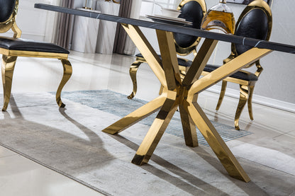 Elegant Gold Fusion Marble Dining Table