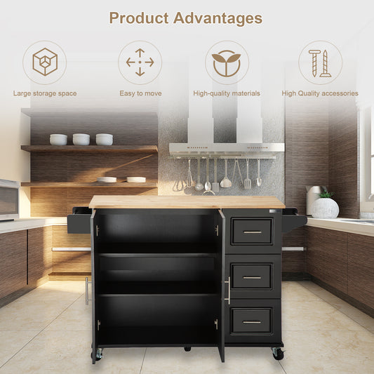 Marvel Kitchen Island & Kitchen Cart  - - Black