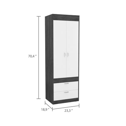 Grove 2-Drawer Armoire - Smokey Oak & White