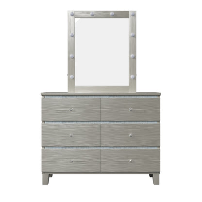 Elegant Silverwood Dresser with Crystal Accents