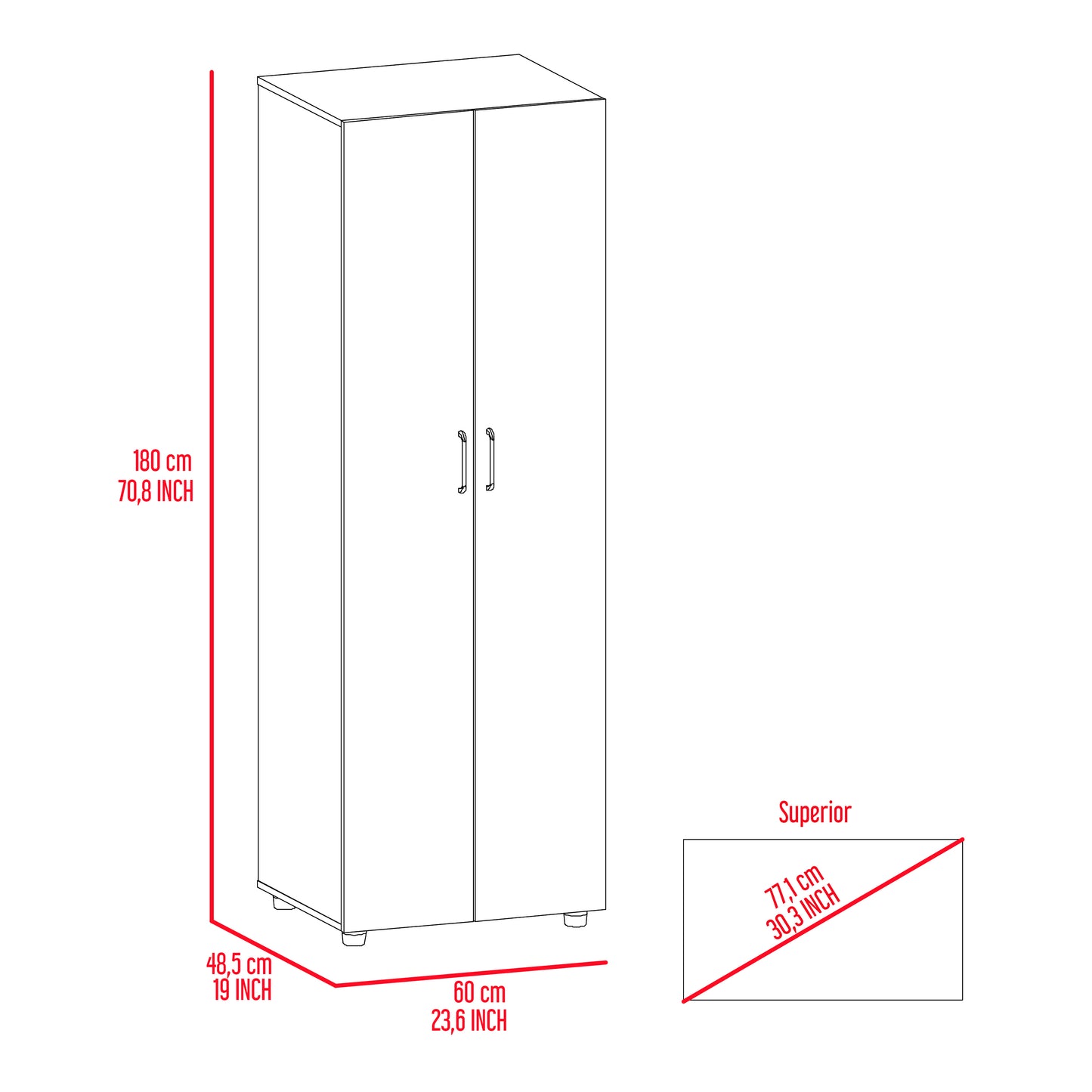 Blackwood 2-Shelf Rectangle Armoire