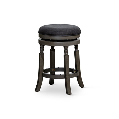 Viva Counter Stool, Weathered Gray Finish, Charcoal Fabric Seat