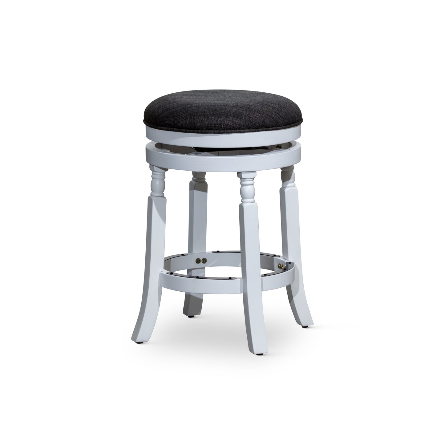 Viva Counter Stool, White Finish, Charcoal Fabric Seat