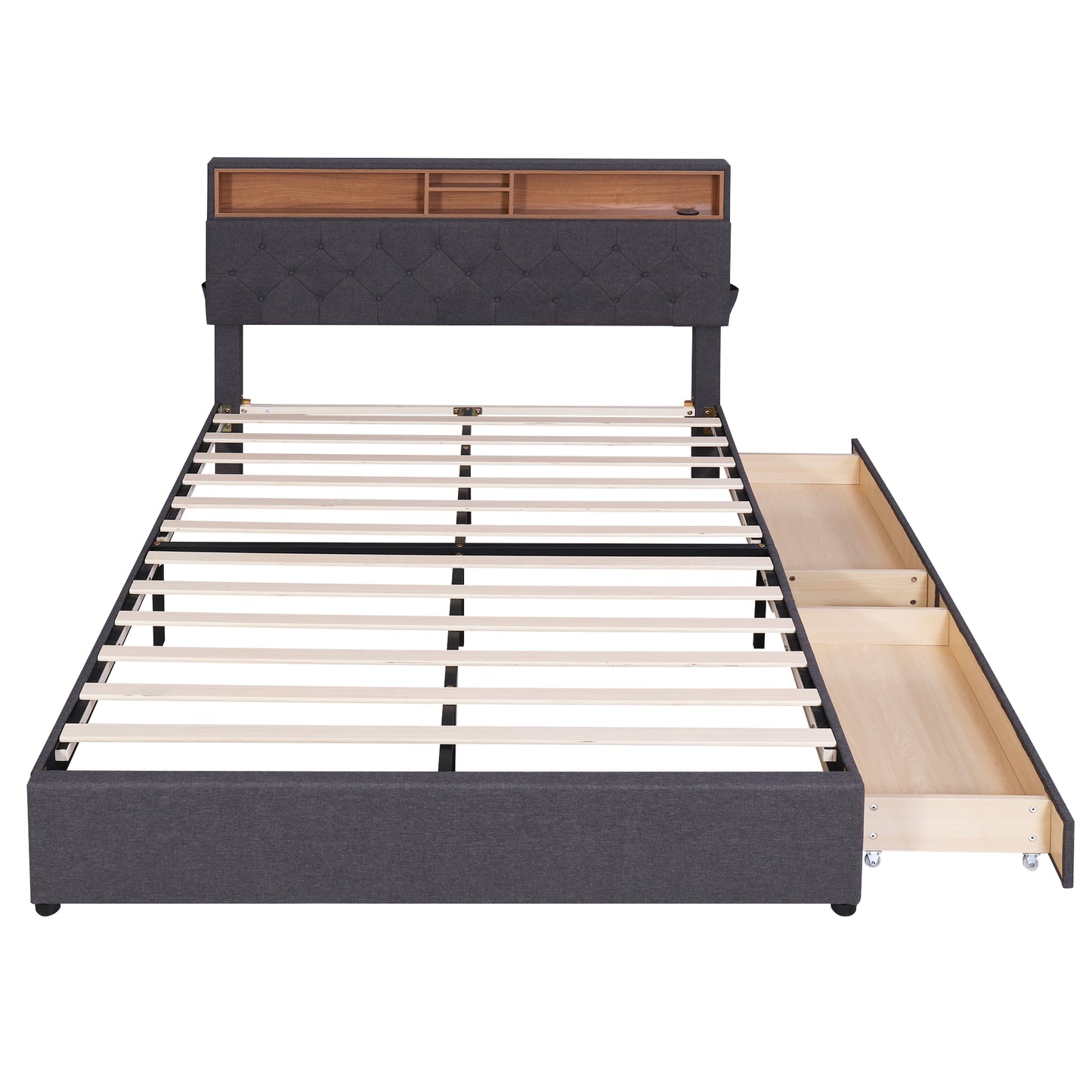 Nectar Queen Size Upholstered Platform Bed - Dark Gray