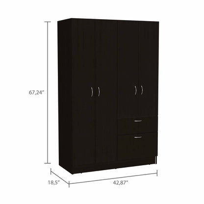 Mondo 1-Drawer Rectangle Armoire Black Wengue and White