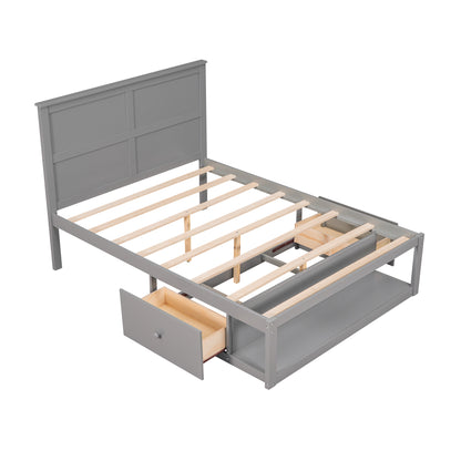 Wave Twin Size Platform Bed Frame - Gray