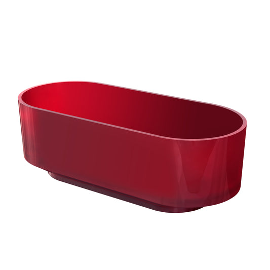Nix 67" Clear Solid Surface Freestanding  Bathtub - Cherry Red