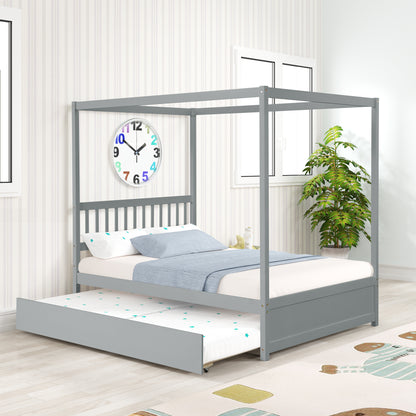 Tranquil Haven Gray Full Bed with Twin Trundle