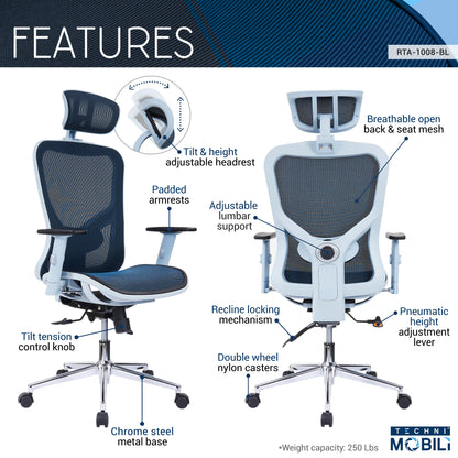 Ergo Flex Mesh Executive Office Chair - Blue