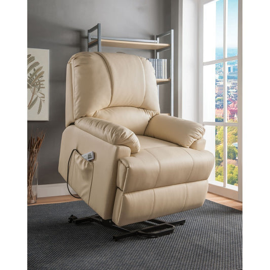 Ixora PU Recliner with Power Lift & Massage - Beige