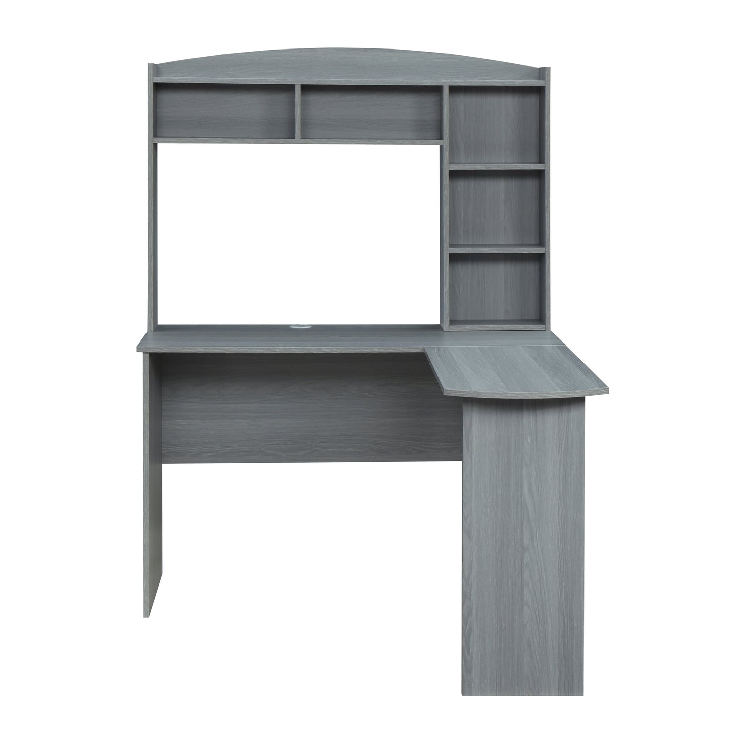 Tech Desk Pro L-Shaped Desk with Hutch - Grey