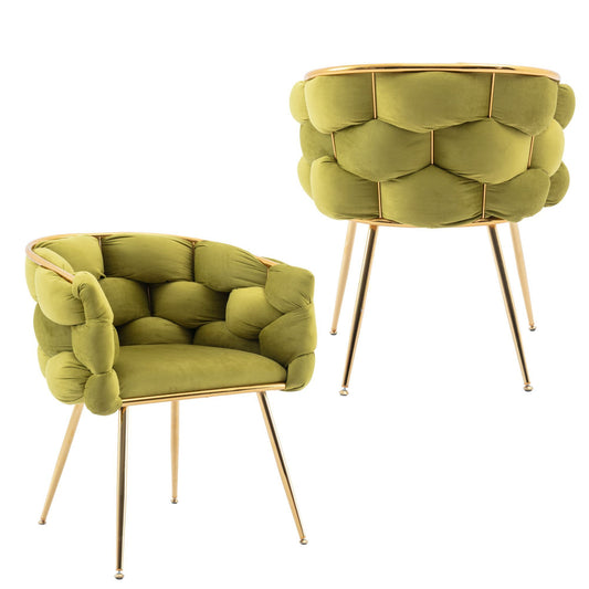 Luna Luxury Modern Velvet Chair - Olive Green