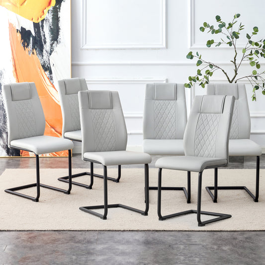 Skye Dining Chair Black Metal Leg (Set of 6) - Light Gray