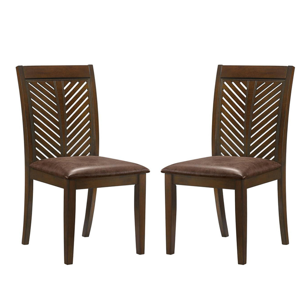 Ernesto Vinyl Upholstered Side Chairs (Set of 2) - Walnut