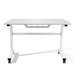 Atlantic Sit Stand Desk with Casters (Height Adjustable) with side crank   -  White