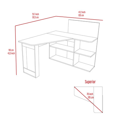 Fairfield 4-Shelf L-Shaped Computer Desk- Smokey Oak