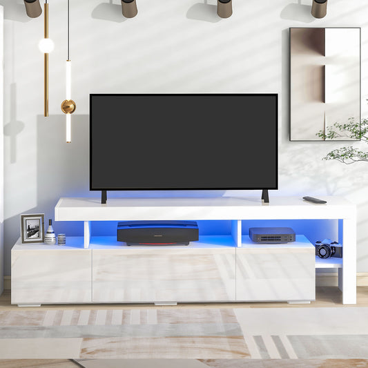 Lancer Modern Style LED Lights TV Cabinet - White