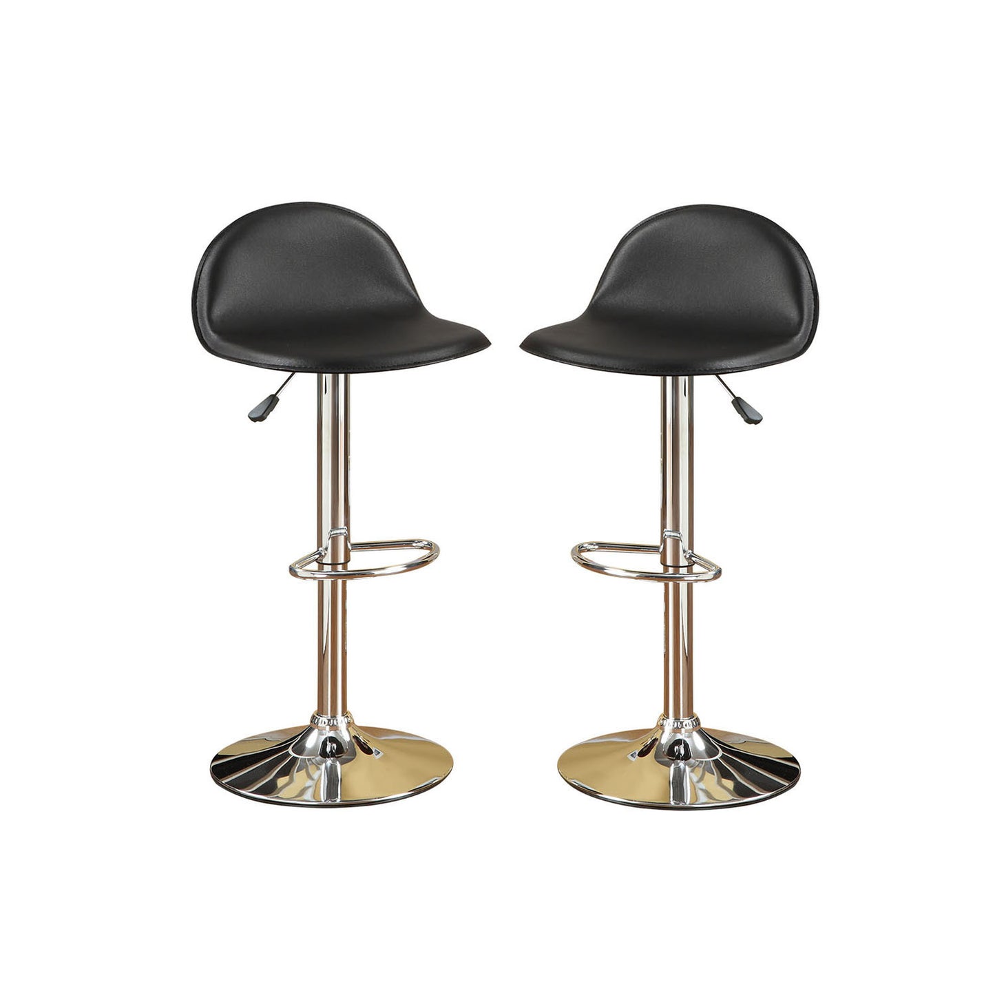 Curb Adjustable Bar stool  Faux Leather Chrome Base - Black  Set of 2