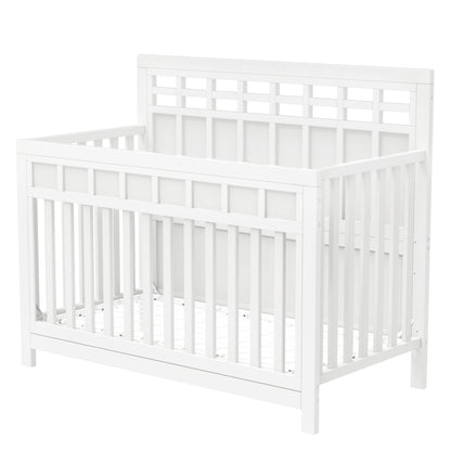 Baby Safe Crib Pine Solid Wood Non-Toxic  - White