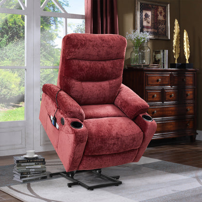 Trek Electric Power Lift Recliner Chair with Massage and Heat - Red