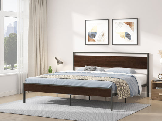 Ceres King Size Metal Bed - Walnut