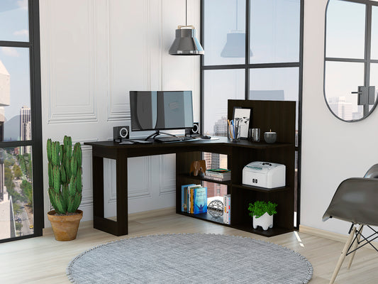 Tech Pro 4-Shelf L-Shaped Computer Desk - Black