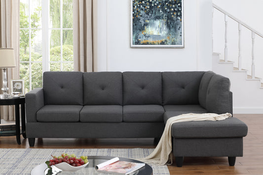 Santiago Dark Gray Linen Sectional Sofa with Right Facing Chaise