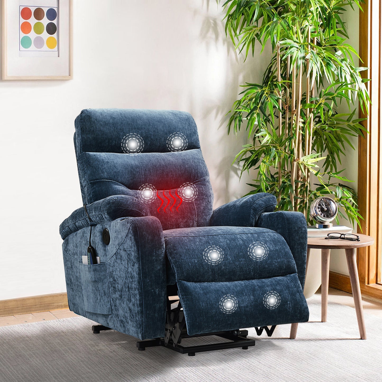 Trek Electric Power Lift Recliner Chair with Massage and Heat - Blue