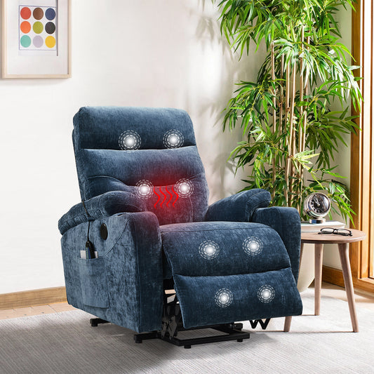 Trek Electric Power Lift Recliner Chair with Massage and Heat - Blue