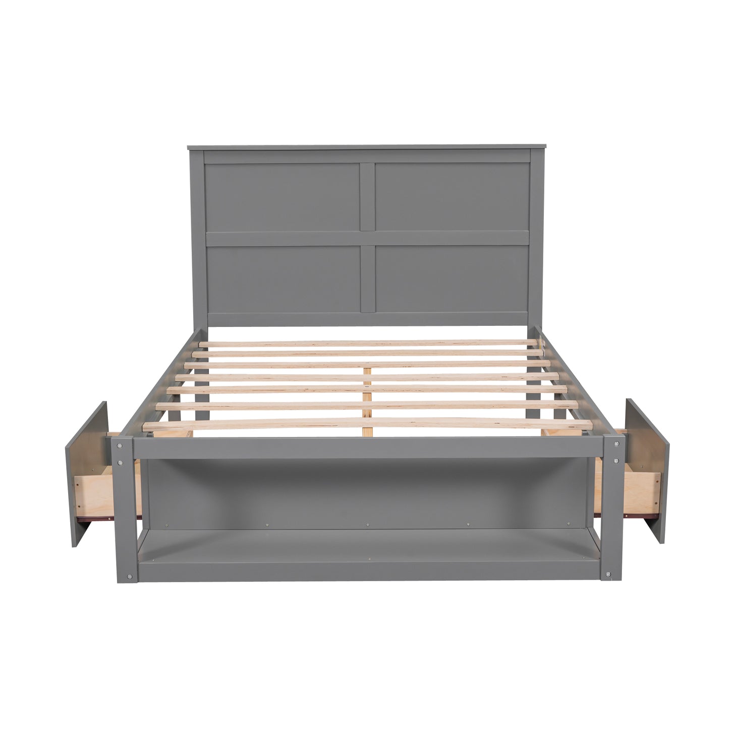 Wave Twin Size Platform Bed Frame - Gray