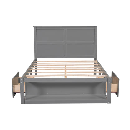 Wave Twin Size Platform Bed Frame - Gray