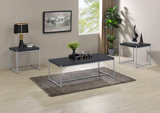 Lennox Coffee Table and End Table 3 Piece Set - Black