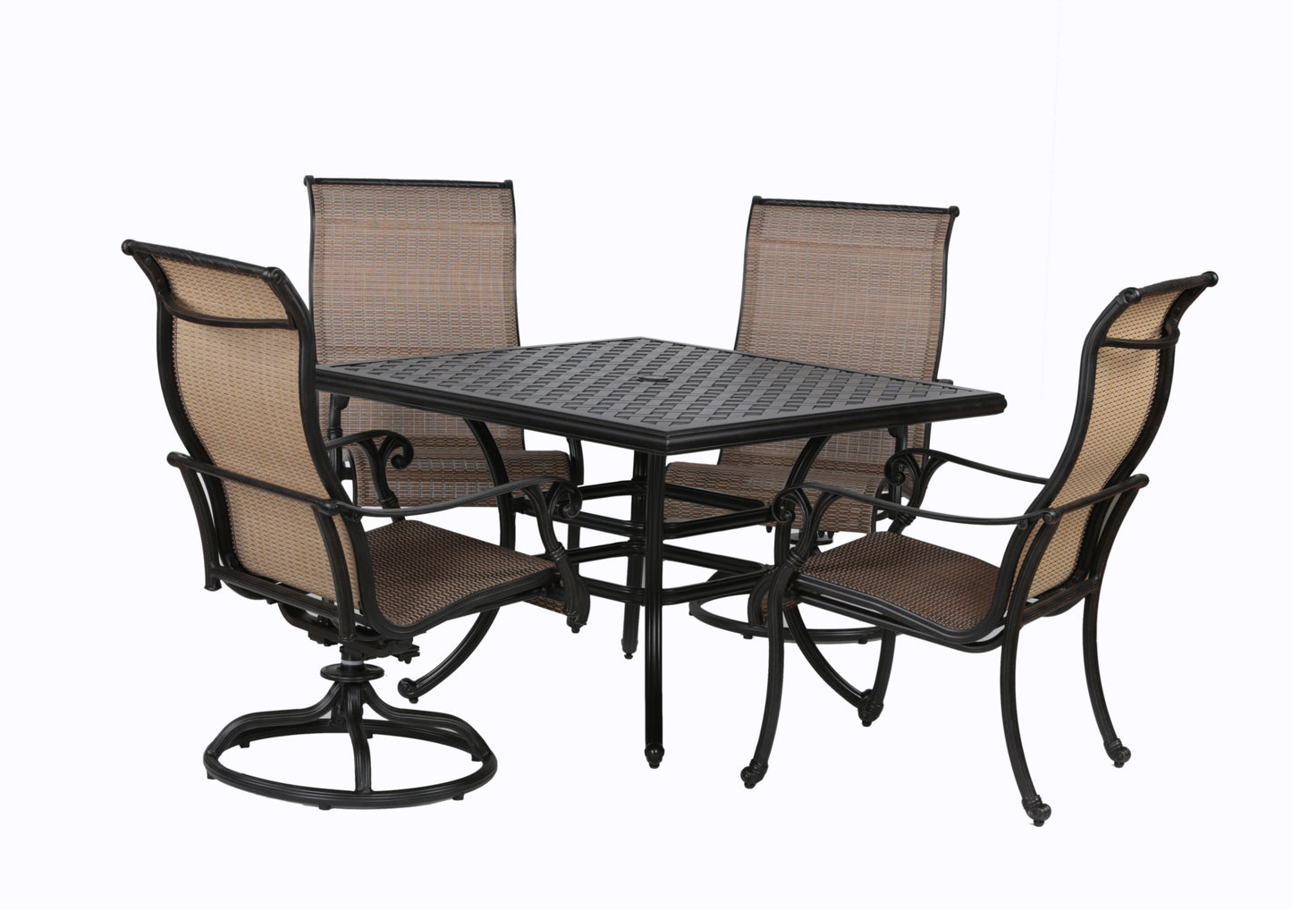 Theo 5 Pc Square Outdoor Dining Set - Brown