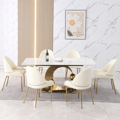 Elegant Stone Dining Set: Carrara White Edition