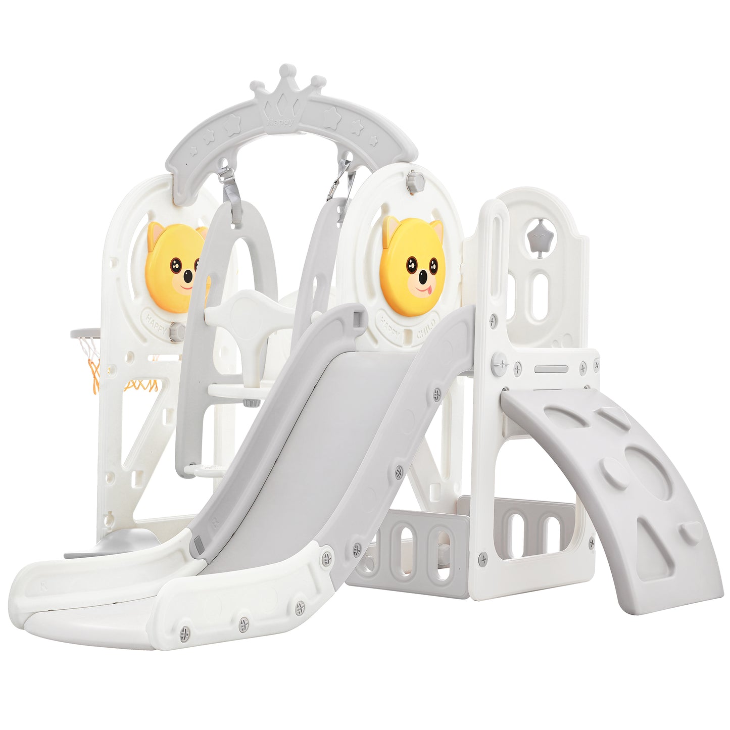 Playful Toddler Slide and Swing Set 5 in 1 - Grey