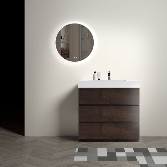 Kito  36" Bathroom Vanity with Sink  without Drain and Faucet - Walnut