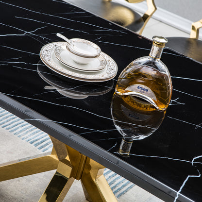 Elegant Gold Fusion Marble Dining Table