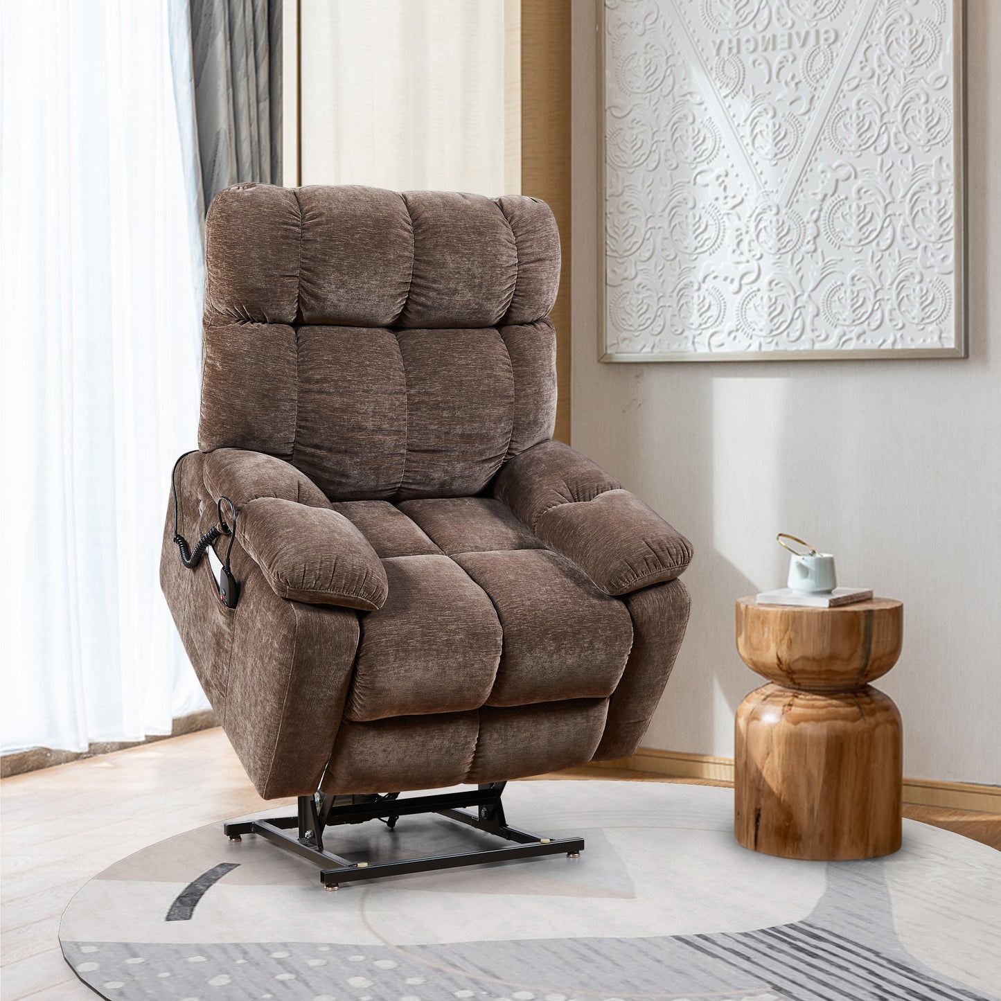 Quest Power Lift Recliner Chair  with Massage and Heat - Brown