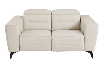 Honcho Top Grain Italian Leather Loveseat with Power Recliner - Beige