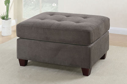 Waffle Suede Fabric Ottoman - Charcoal