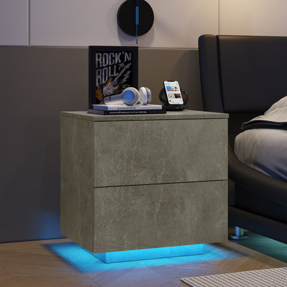 Nami Nightstand with LED Strip Lights - Grey