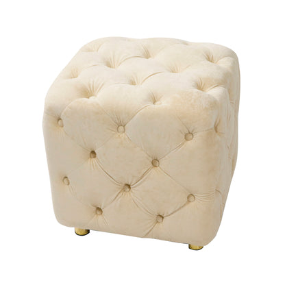 Velvet Upholstered Vanity Seat - Beige