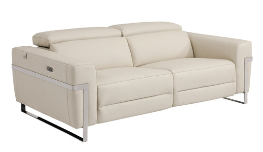 Regal Top Grain Italian Leather Sofa with Power Recliner - Beige