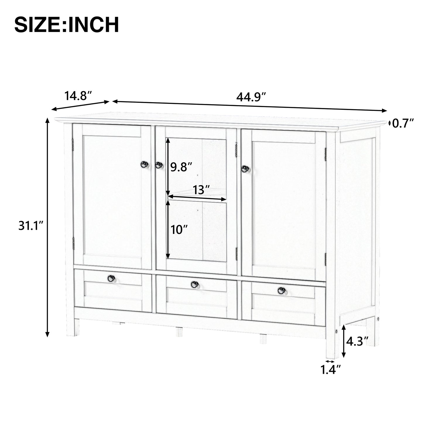 Elegant Living Console - 44.9'' Accent Cabinet with Doors and Drawers